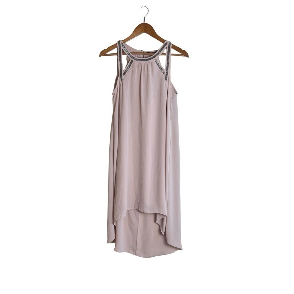 BCBGMAXAZRIA Jacqlyn Beaded Cutout Shift Dress‎ Bare Pink OSO64D32 XXS New